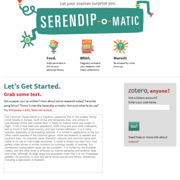 Europeana API used in One Week | One Tool's Serendip-o-matic!